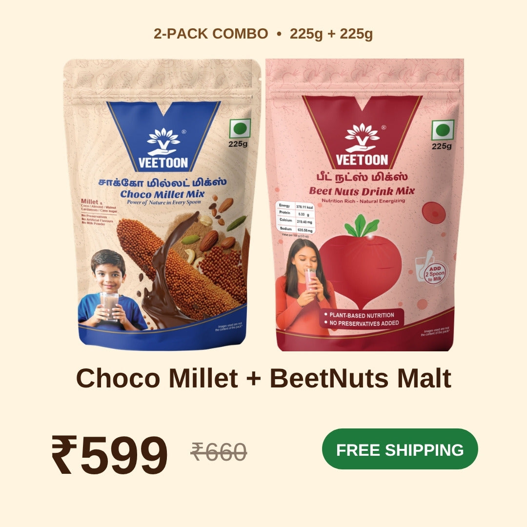 Veetoon Choco Millet Mix and BeetNuts Malt combo, 225g + 225g, Rs.599 with free shipping