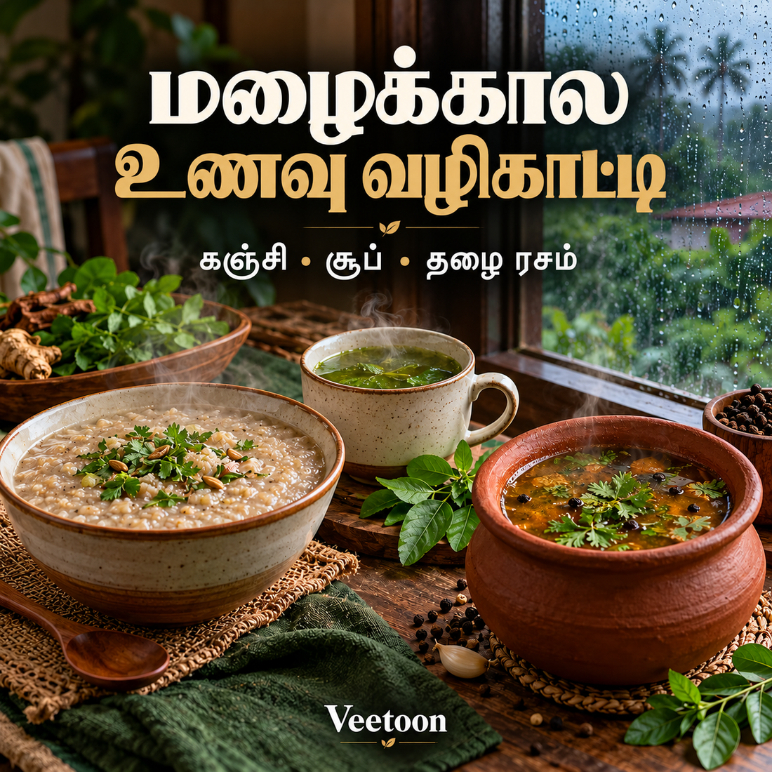 மழைக்கால உணவு வழிகாட்டி தமிழ்நாடு: சூடான சிறுதானிய கஞ்சி, சூப், கிராமத்து தழை ரசம்