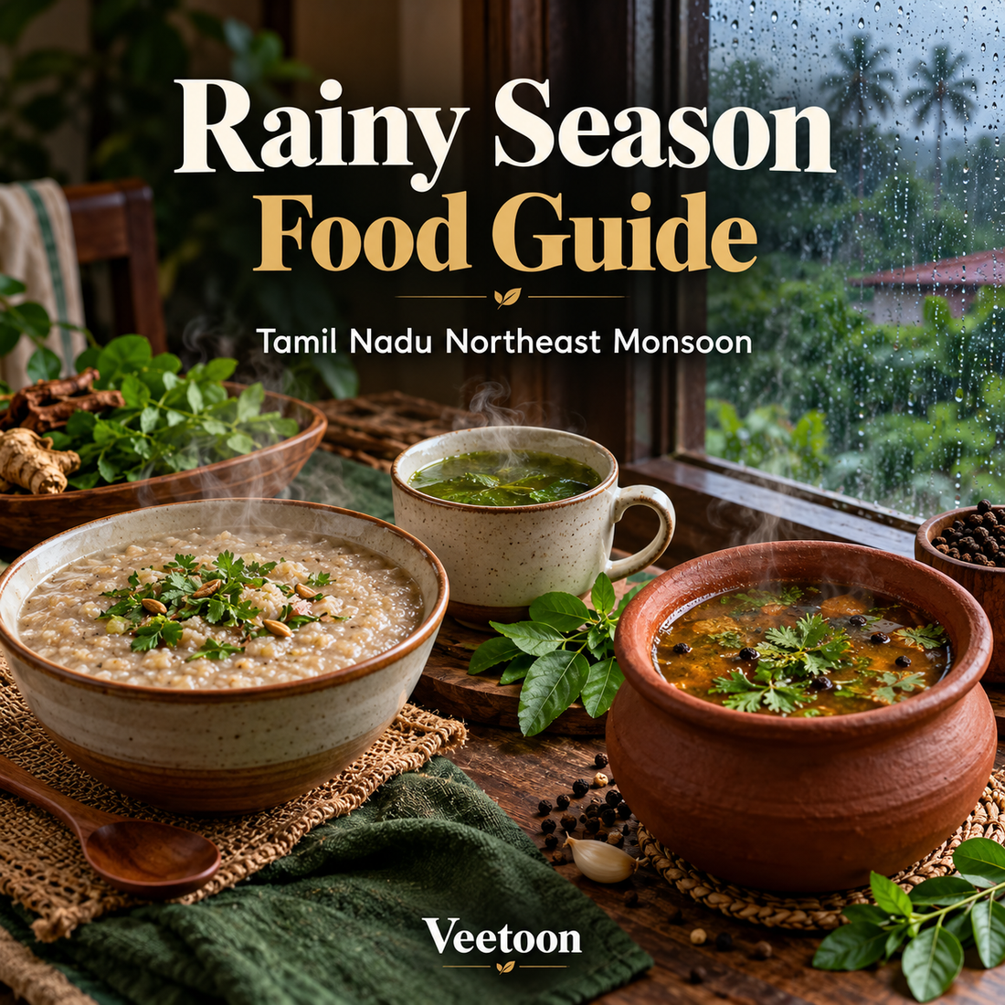 Rainy season food guide for Tamil Nadu: warm millet kanji, hot soup and village thalai rasam for the northeast monsoon