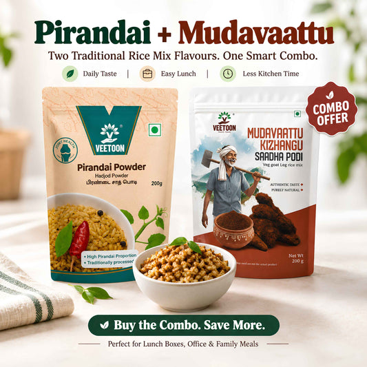 Veetoon Pirandai and Mudavaattu Rice Mix Combo packs for traditional South Indian rice meals