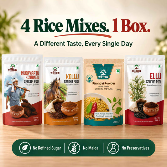 Veetoon 4-in-1 rice mix combo pack - Mudavaattu Kizhangu, Pirandai, Kollu, Ellu