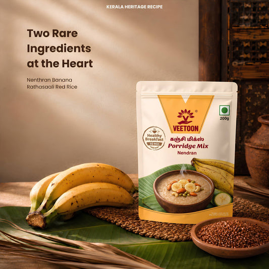 Kerala Nenthran Porridge Mix pouch with nenthran bananas and rathasaali red rice