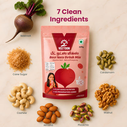 Beet Nuts ingredients: beetroot, cane sugar, cardamom, cashew, almond, pistachio and walnut