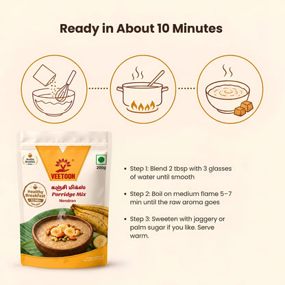 How to prepare Kerala Nenthran Porridge Mix in 3 steps - mix, boil, sweeten and serve