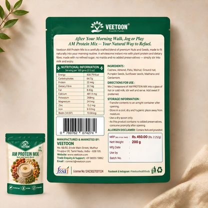 AM Protein Mix back of pack label